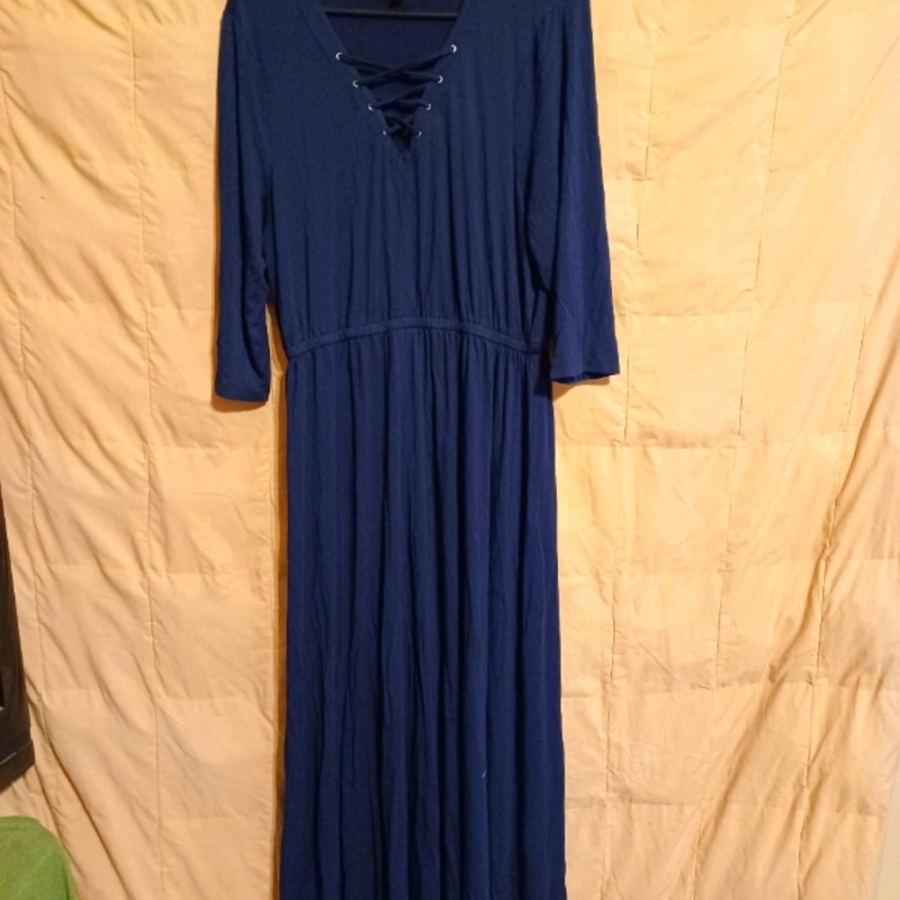 Dia&Co. 3/4 sleeve maxi dress navy blue